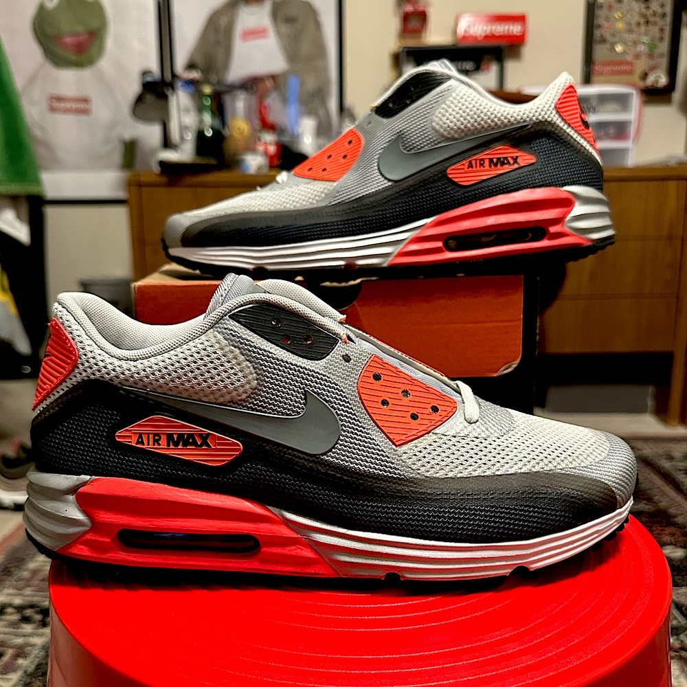 Nike Air Max Lunar 90 C3.0 Infrared Black Size 8.5 Lunarlon 2013 VNDS RARE OG 1